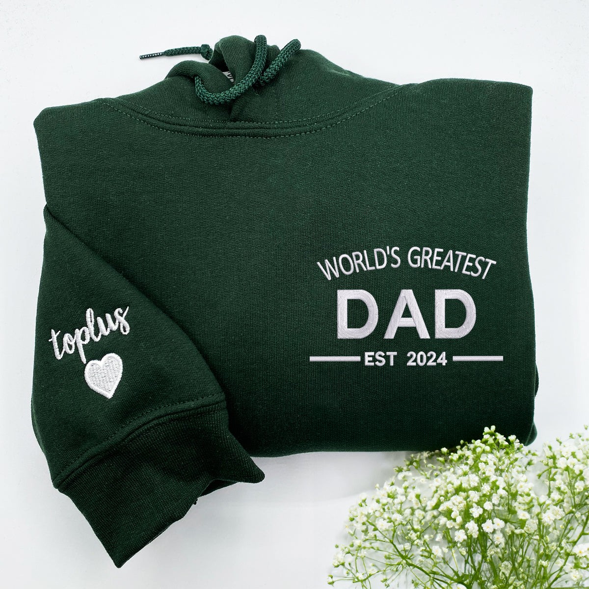 World's Greatest Dad Sweatshirt or Hoodie, Embroidered Gift with Est Year or Kids Names