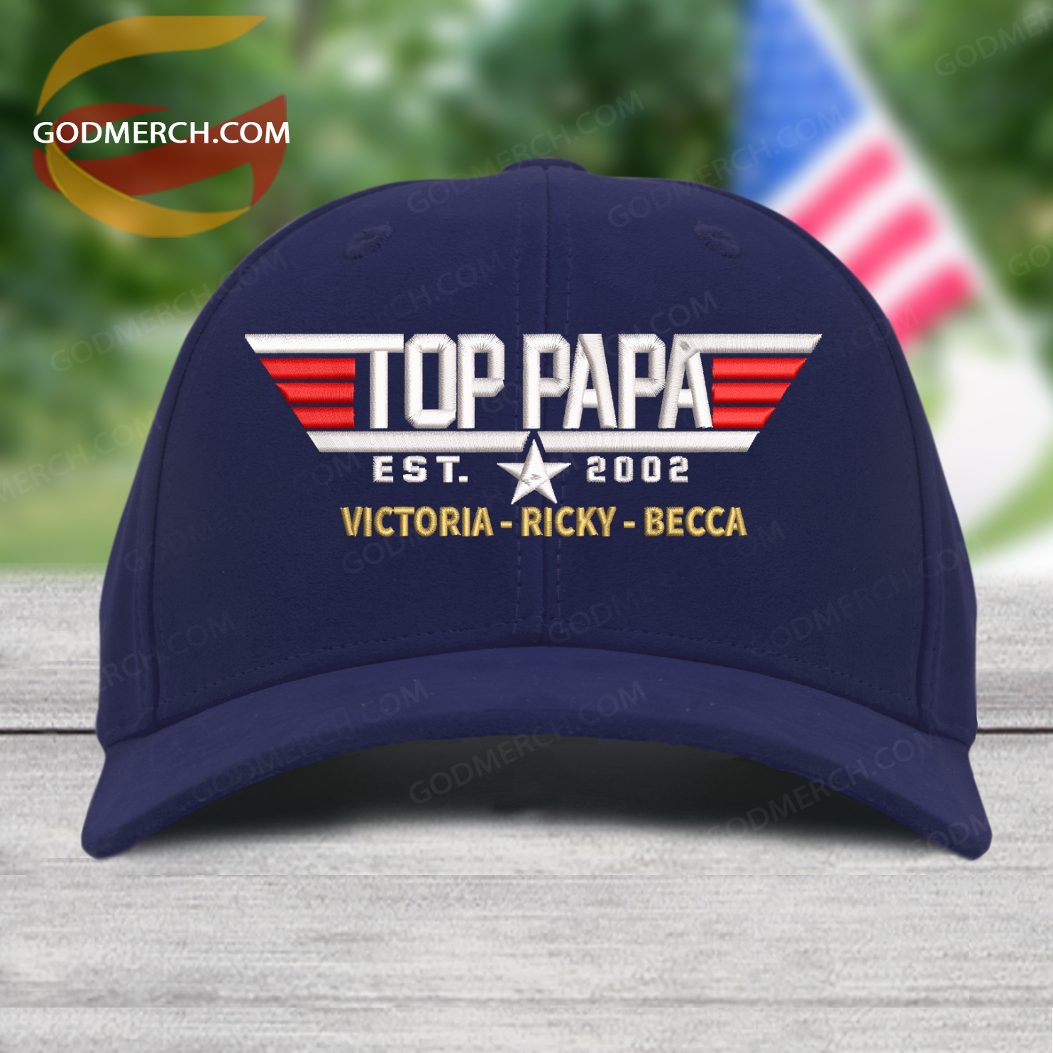 Personalized papa top with grandkids Embroidered Cap