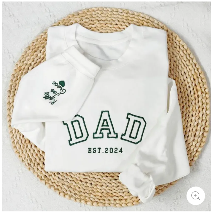 Custom Embroidered DAD Sweatshirt with Kids Names on Sleeve