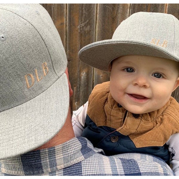 Matching Father Son Flat-Billed Hats with Custom Initials Personalization