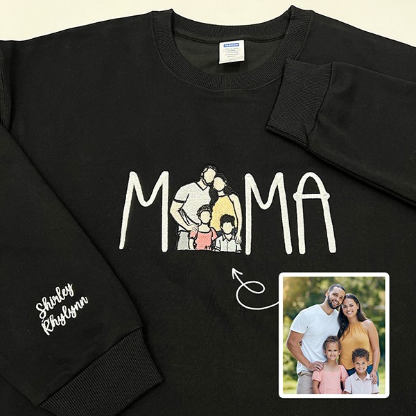 Custom Mama Embroidered Sweatshirt With Your Photo