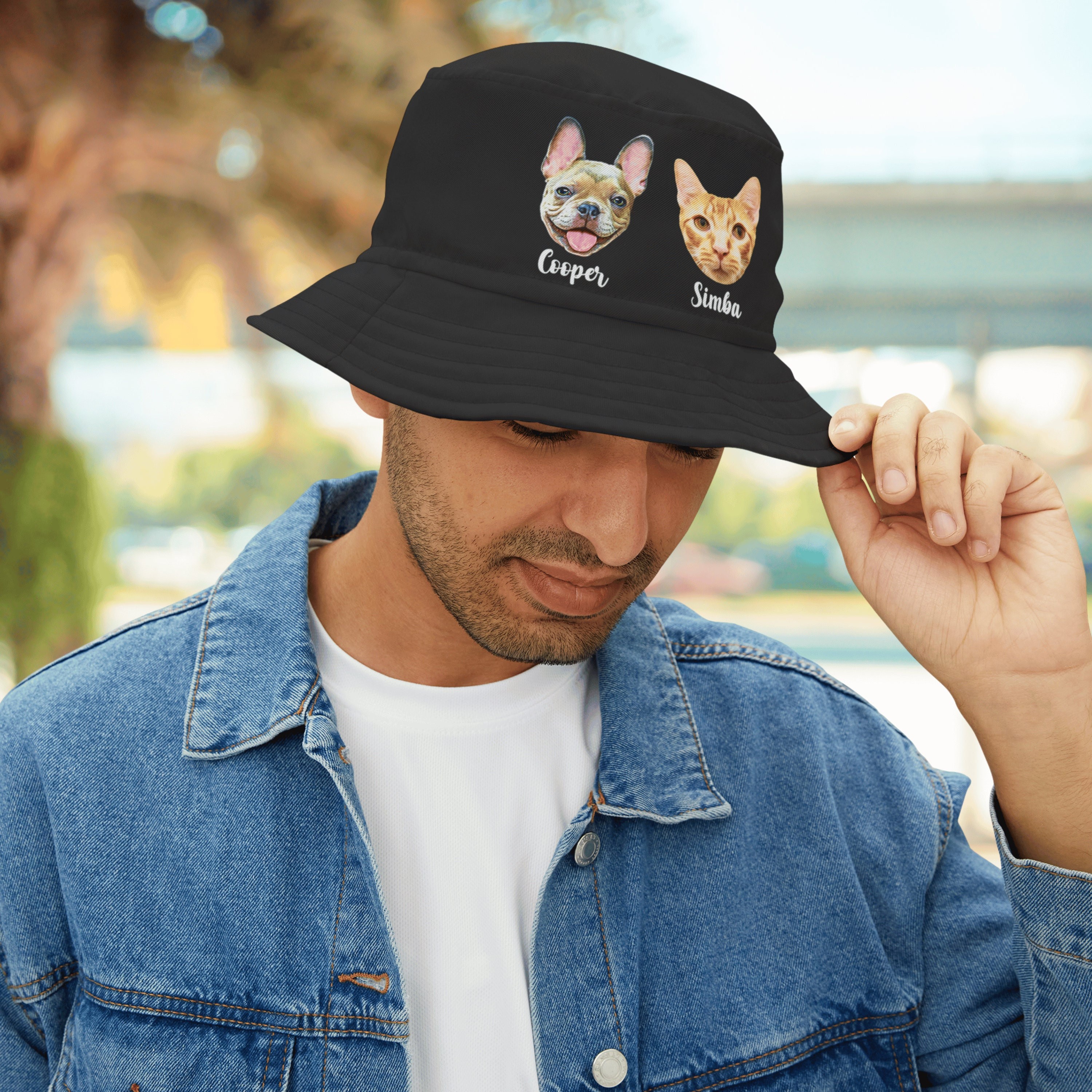 Personalized Pet Photo Wide Brim Outdoor Summer Bucket Hat