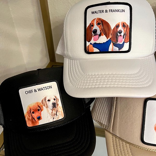 Custom Pet Photo Trucker Hat Dog Cat Custom Picture Ball Cap Summer Beach Christmas Gift