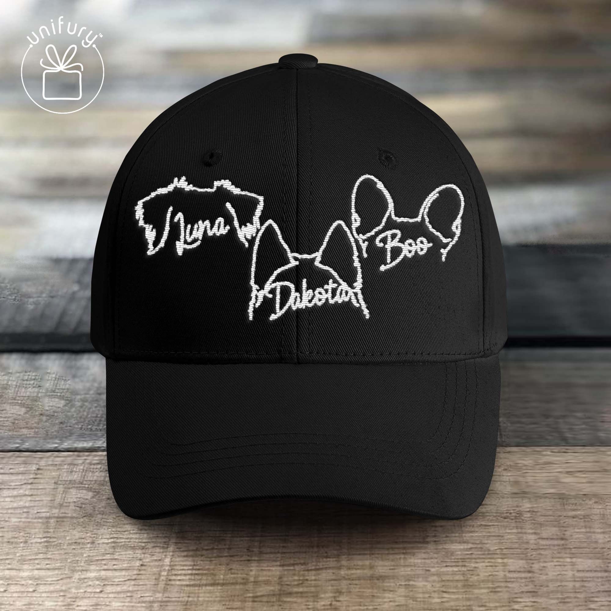 Custom Embroidered Dog Ears Outline Hat With Name