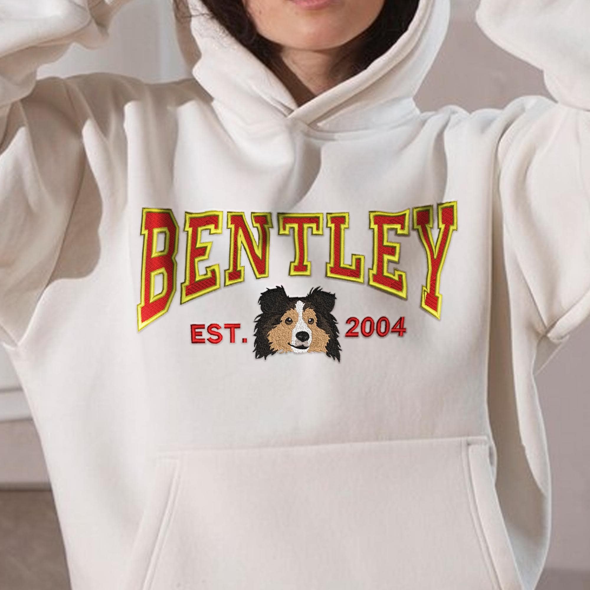 Custom Embroidered Pet Hoodie Using Pet Photo Name Custom