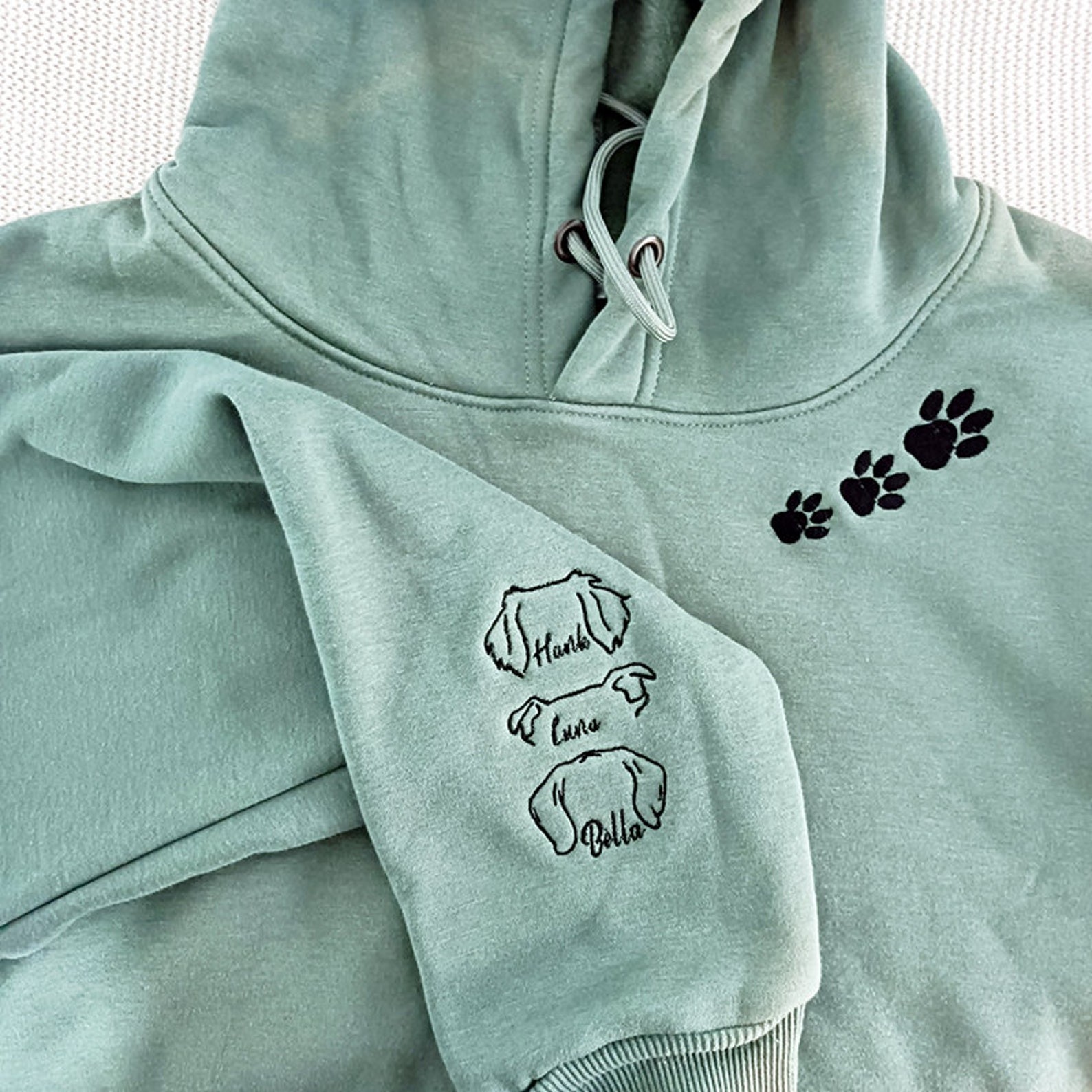 Embroidered With Dog Ear Outline,Dog Embroidered Sweatshirt