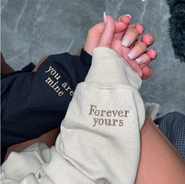 Custom Embroidered I Love You Forever Hoodie Sweatshirt For Couple Valentine's Day Gift Ideas